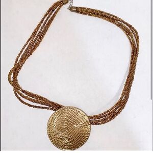 Elegant Gold and Brown Beaded Necklace